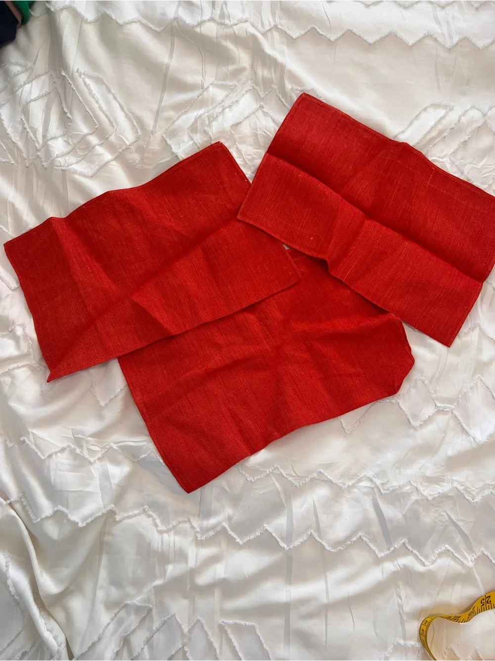 Bright Red Orange Linen Napkins - Set of 3 17x13 Rustic Farmhouse Table Decor